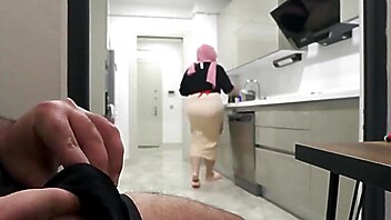 Stepmom catch, big ass jerk off, wanted me to watch, jerking she watching, she caught him jerking, days sleeping wank