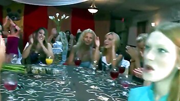 Bachelorette interracial, group head, stripper girl blowjob, group suckoff, brunette group