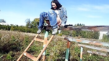 Mature stairs, russian mature bizarre, russian piss, russian pissing outdoor, russian retro