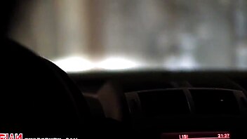 Brunette blonde fingering, on parking, parking porn, public parking, facial parking