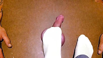 American foot, socks footjob, femdom socks fetish, femdom footjob, humiliation pov socks, hard oiled